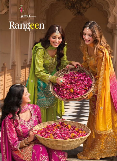 Rangeen By Eba Heavy Chinon Readymade Suits Wholesale Market In Surat Catalog